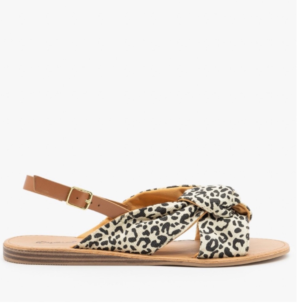 boho leopard print knot vegan leather strap sandal - Picture 3 of 3
